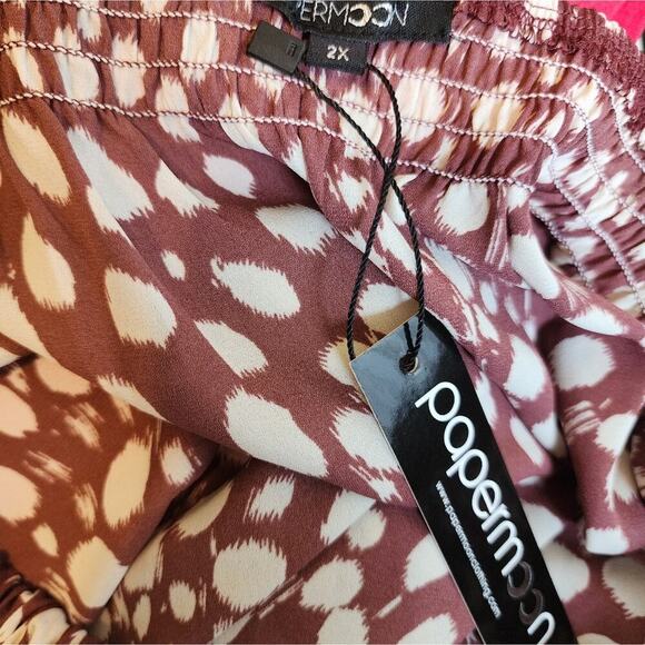 PAPERMOON NWT CREAM & BROWN (45) BLOUSE 2X - Picture 4 of 6